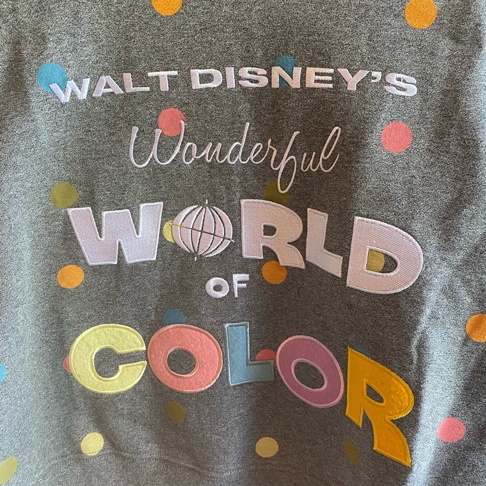 Disney 100 Walt Disney World of Color Ladies Semi Crop Sweatshirt Medium, NWT